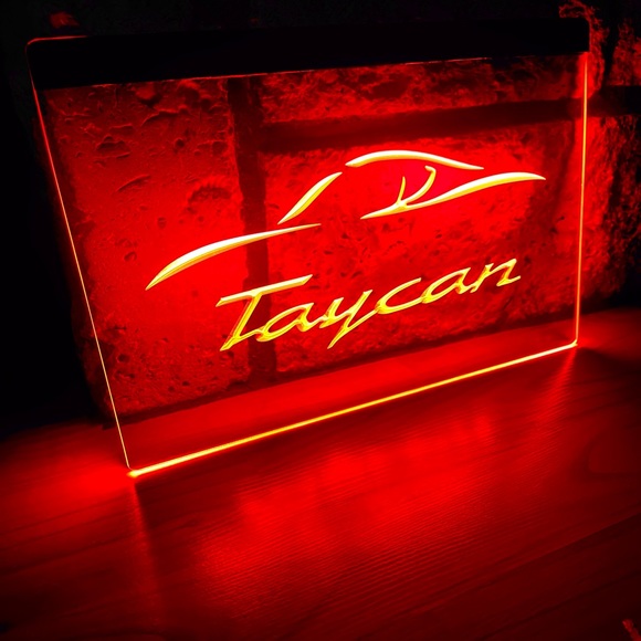 PORSCHE TAYCAN LED NEON RED LIGHT SIGN 8x12 - Picture 2 of 3